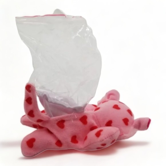 Five Valentine 5" Mini Plush Animal Purses Plastic Zip Loc Set 2 Party Favors - Picture 2 of 7